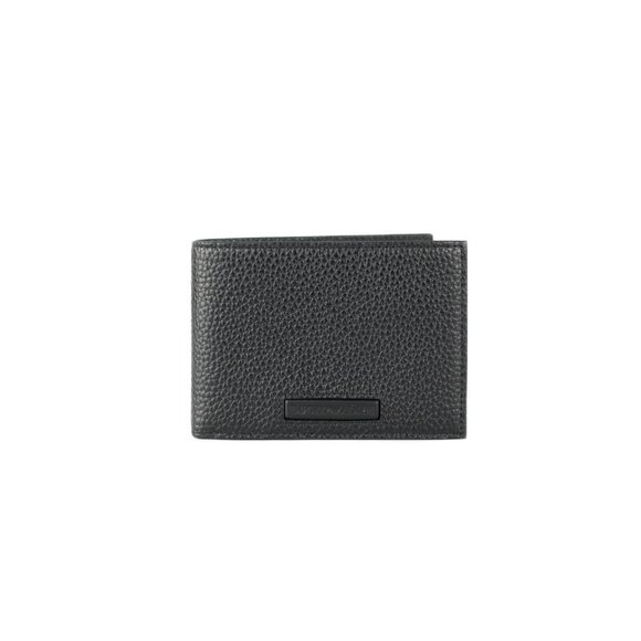 NEW Emporio Armani Black Bi-Fold Organizer Wallet  Grainy Pebbled Leather NWT - Picture 5 of 7